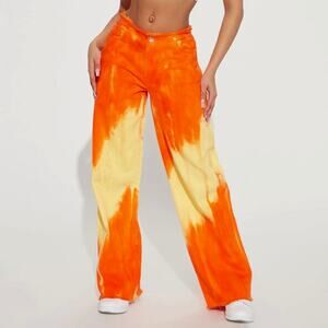 Sunset Dreams No Waistband Non Stretch Jeans Orange Multiple Sizes